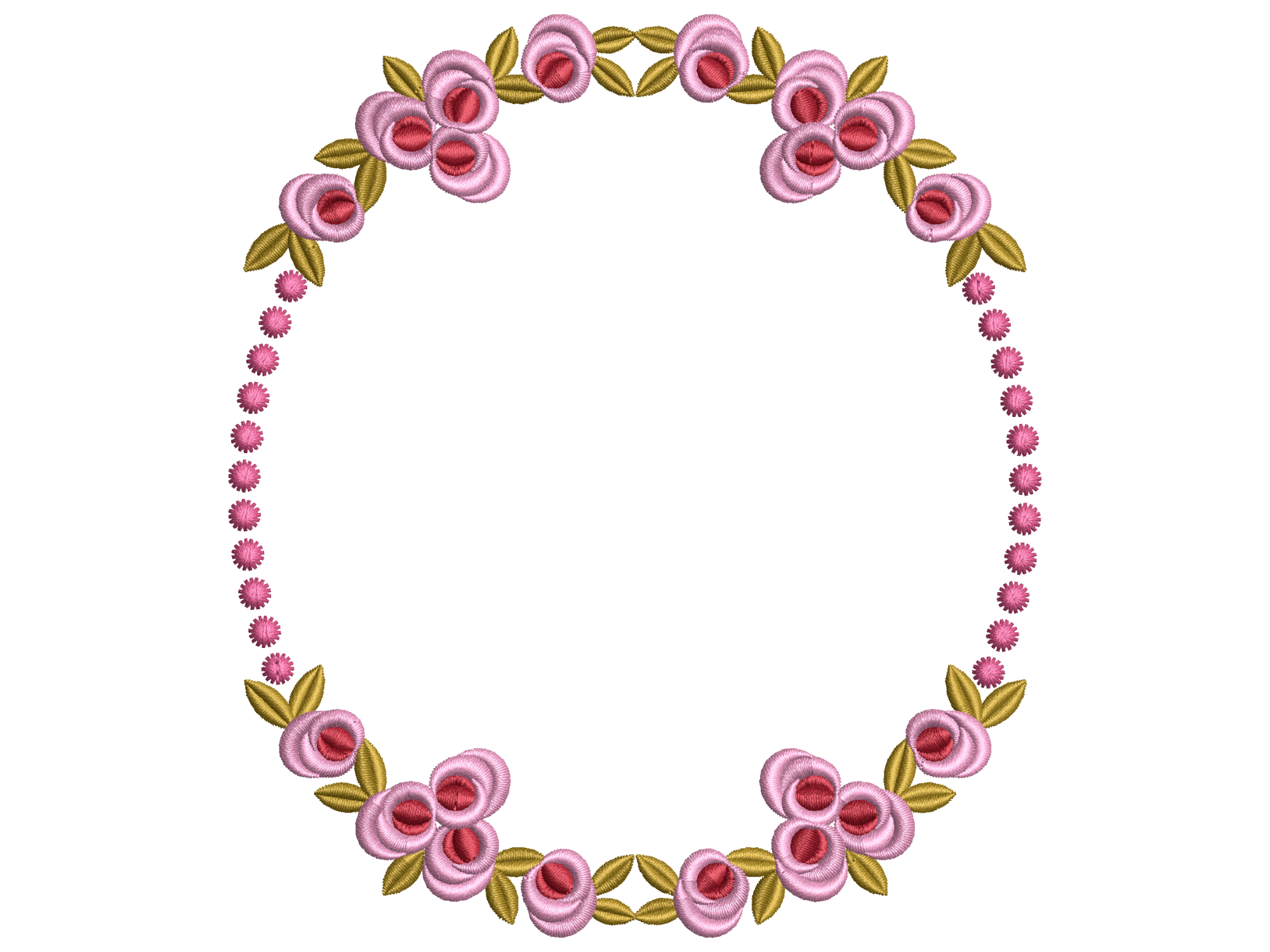 Pink Rose Beaded Oval Floral Frame