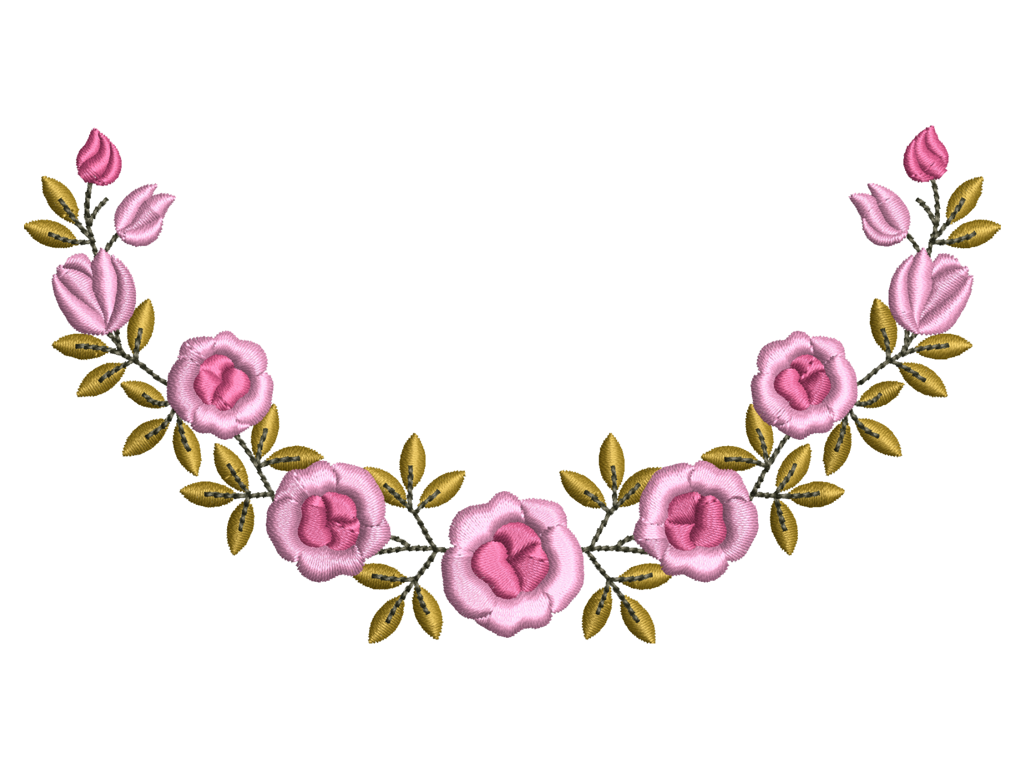 Pink Rose Floral Half Wreath