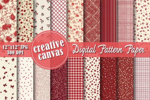 Red Rose Digital Paper Bundle