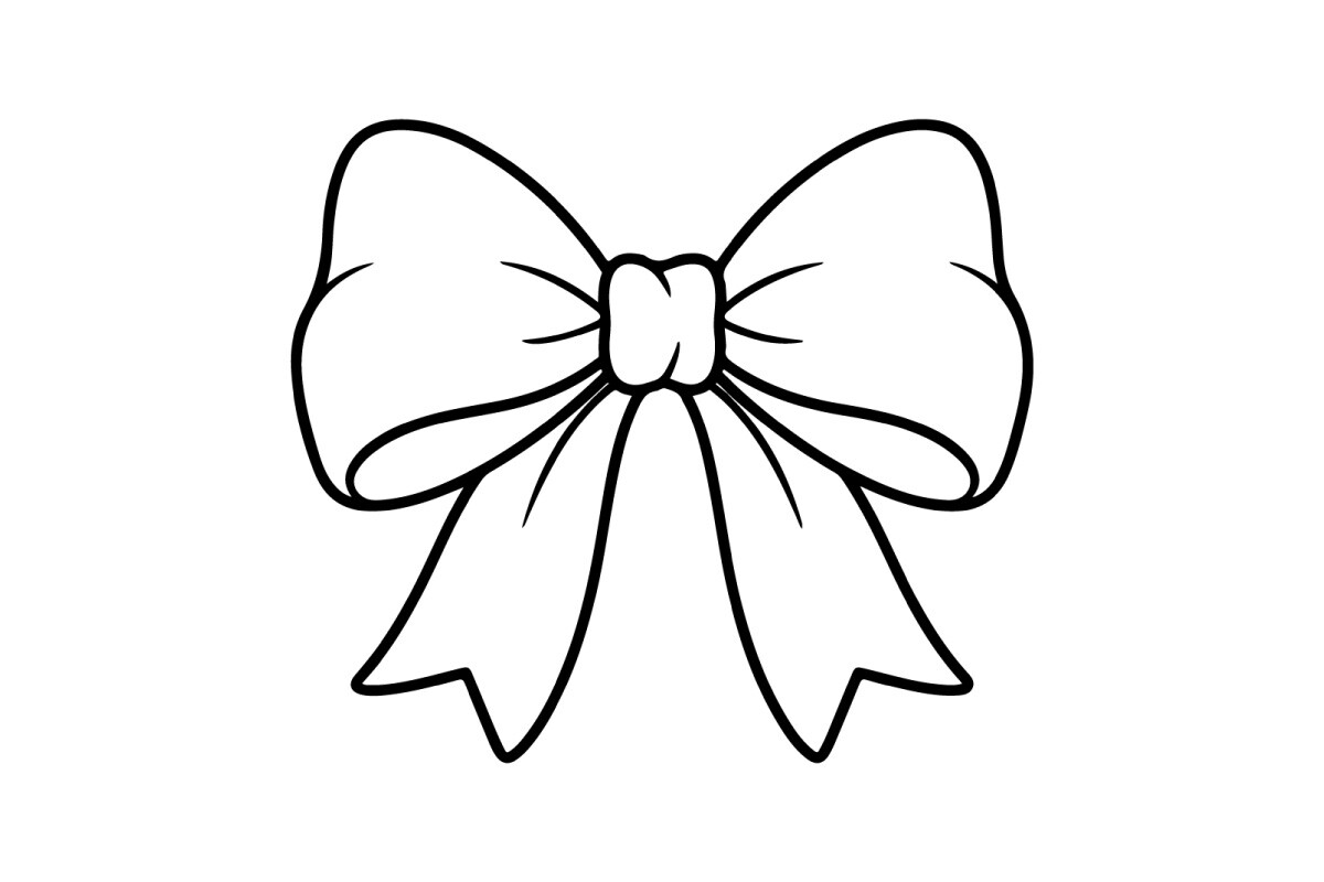 Simple Christmas Gift Bow Line Art Illus