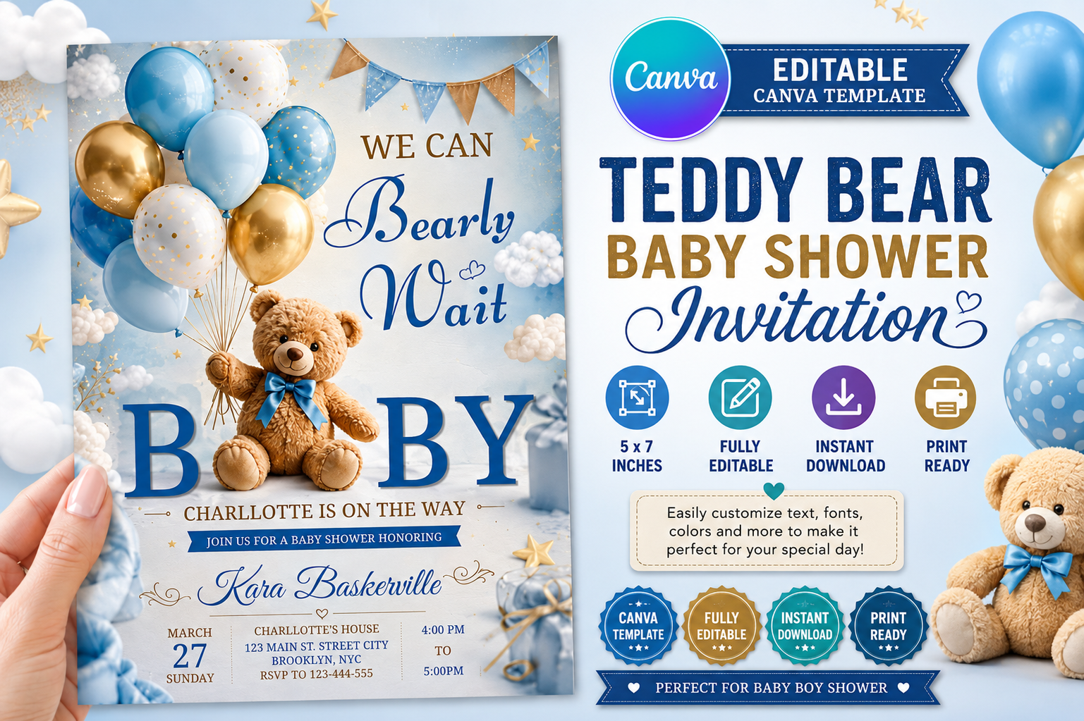 Teddy Bear Baby Shower Invitation