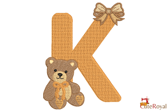 Teddy Bear Monogram Letter K – 6 Sizes