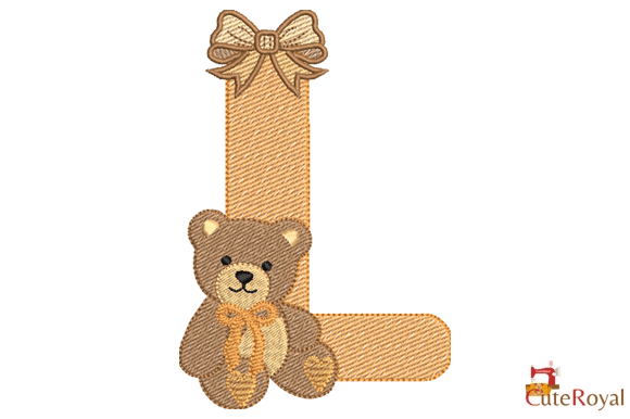 Teddy Bear Monogram Letter L – 6 Sizes