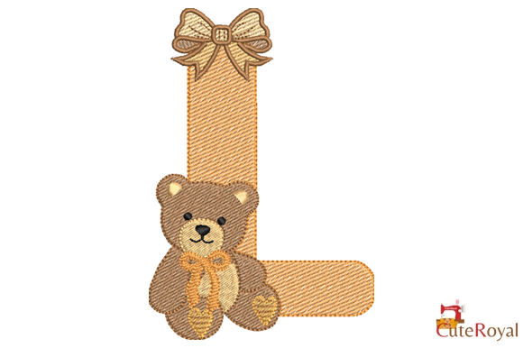 Teddy Bear Monogram Letter L – 6 Sizes