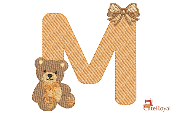 Teddy Bear Monogram Letter M – 6 Sizes