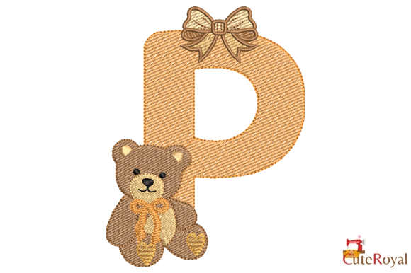 Teddy Bear Monogram Letter P – 6 Sizes