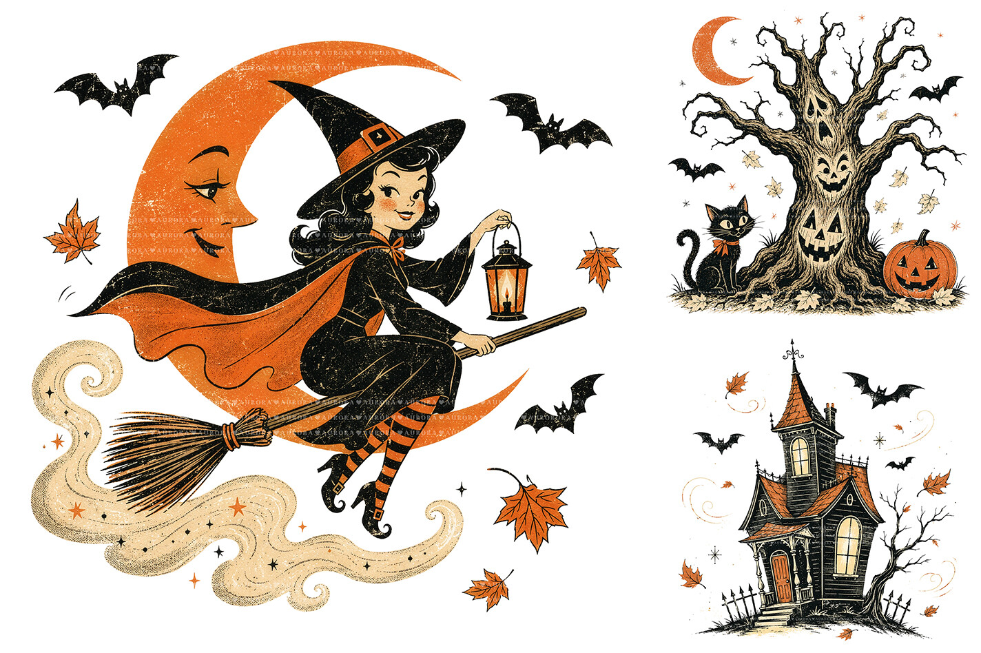 Vintage Halloween Clipart Bundle