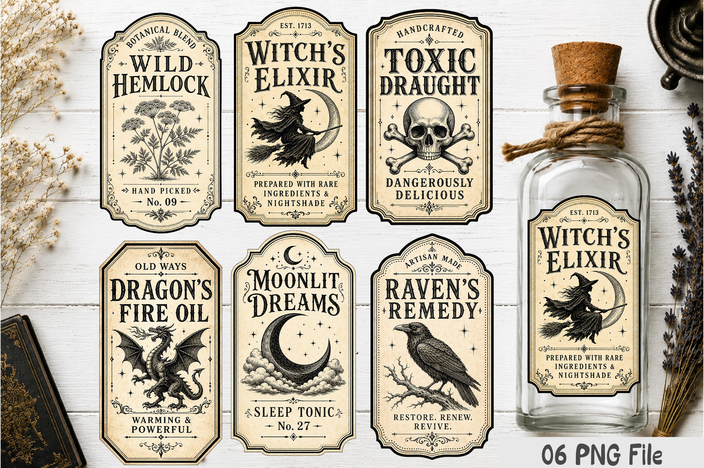 Vintage Halloween Potion Bottle Labels