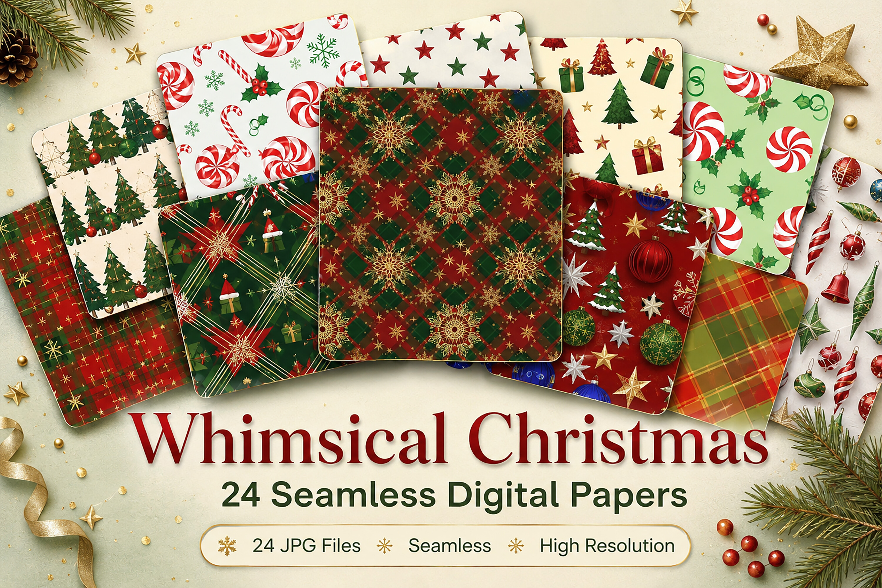 Whimsical Christmas Digital Paper Bundle