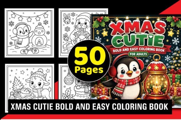 Xmas Cutie Bold Easy Coloring Book