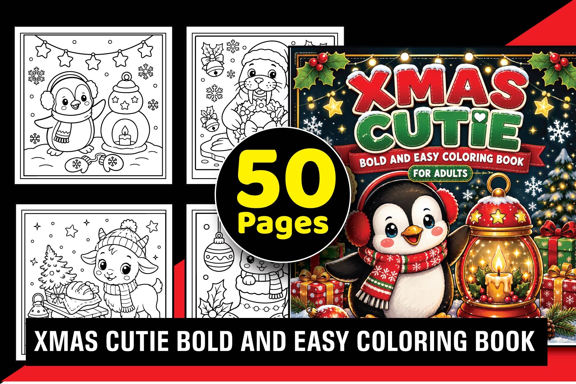 Xmas Cutie Bold Easy Coloring Book