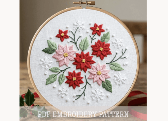Xmas Flowers HandEmbroidery PDF Pattern