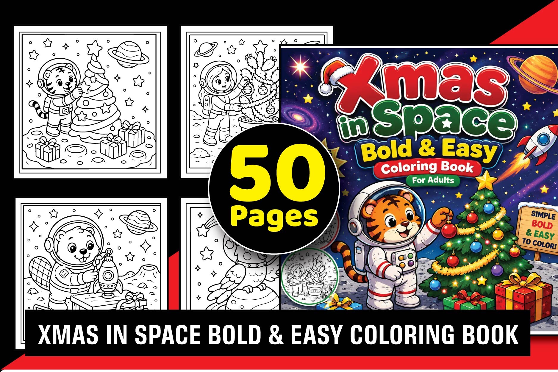 Xmas in Space Bold & Easy Coloring Book