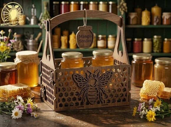 3D Honeycomb Bee Gift Box Laser Cut SVG