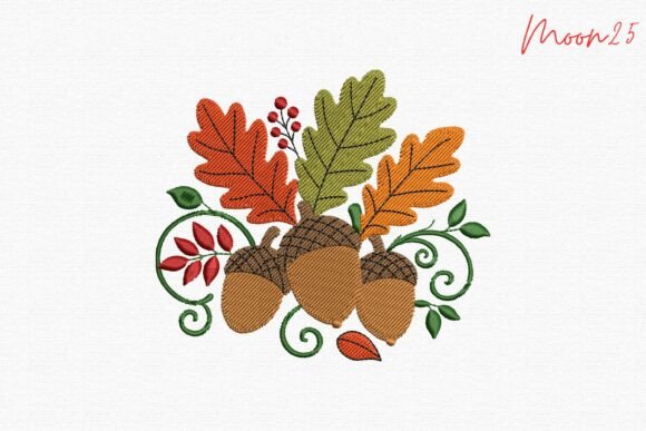 Autumn Acorn with Leaves