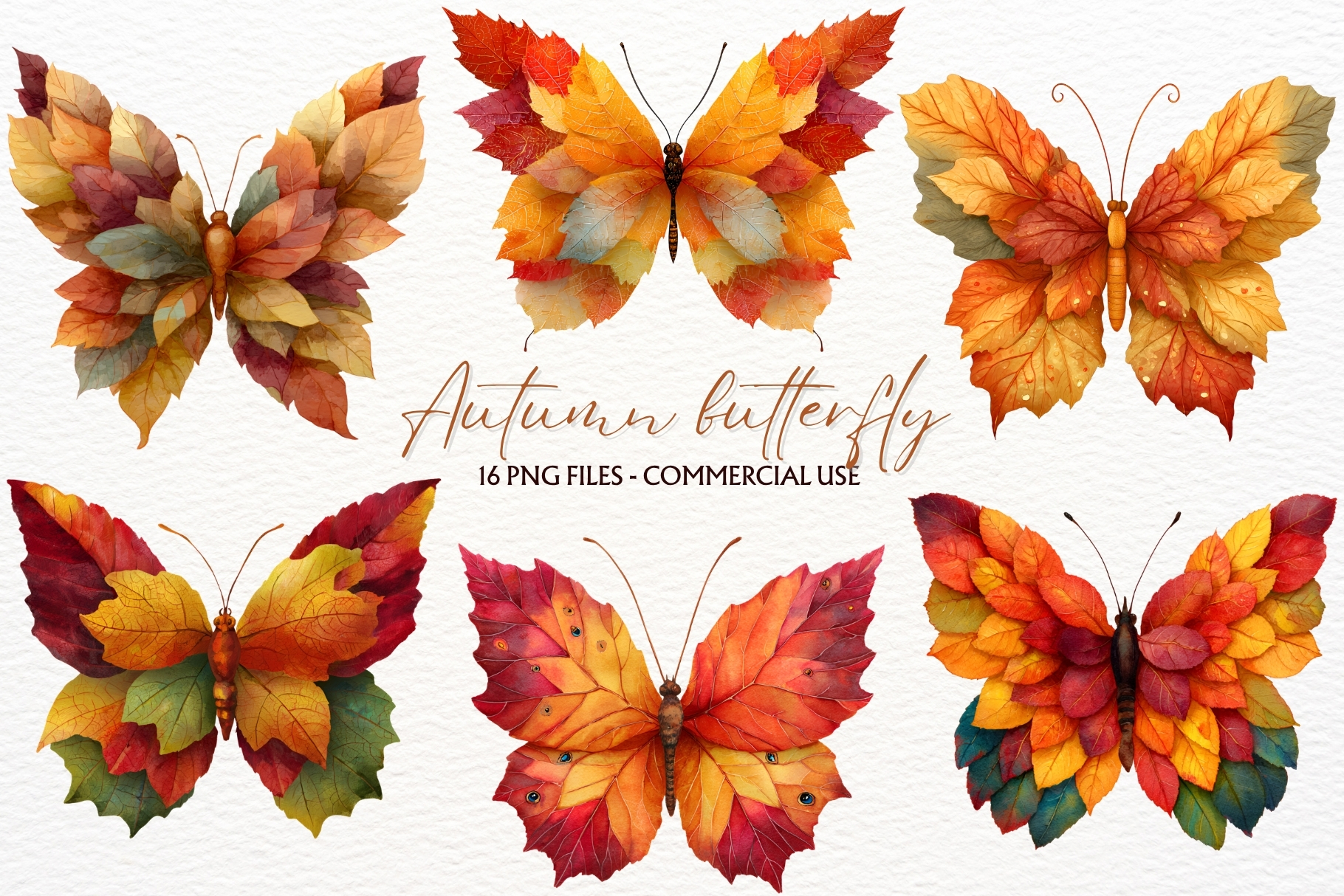 Autumn Leaves Butterfly Clipart Fall PNG