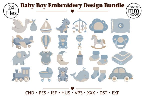 Baby Boy Embroidery Design Bundle