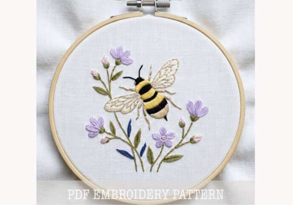 Bee Hand Embroidery PDF Pattern