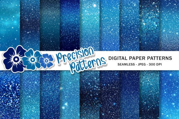 Blue Glitter Ombre Digital Papers