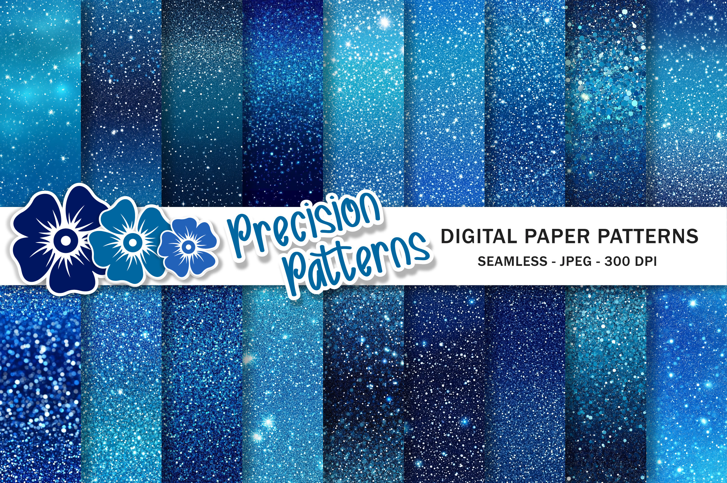 Blue Glitter Ombre Digital Papers