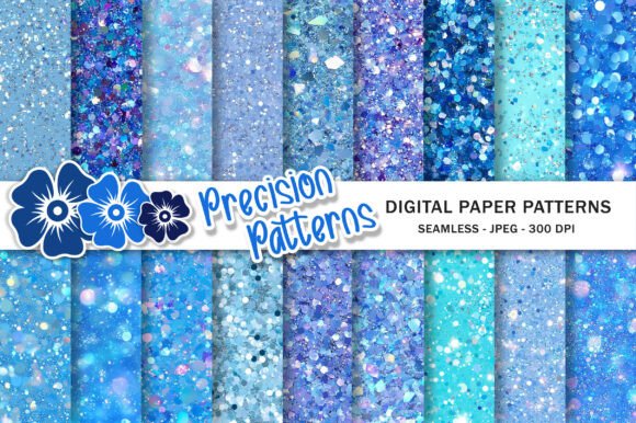 Blue Holographic Glitter Digital Paper