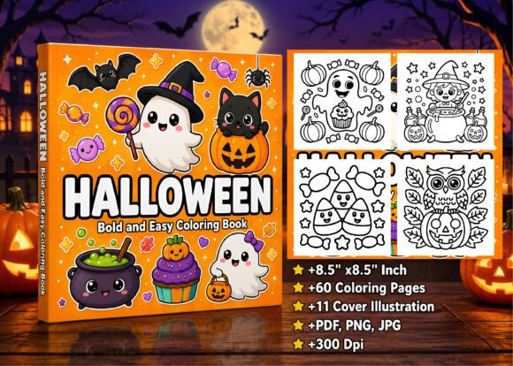 Bold & Easy Halloween Coloring Book Interior