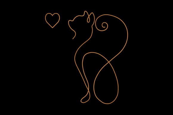 Cat Heart Outline