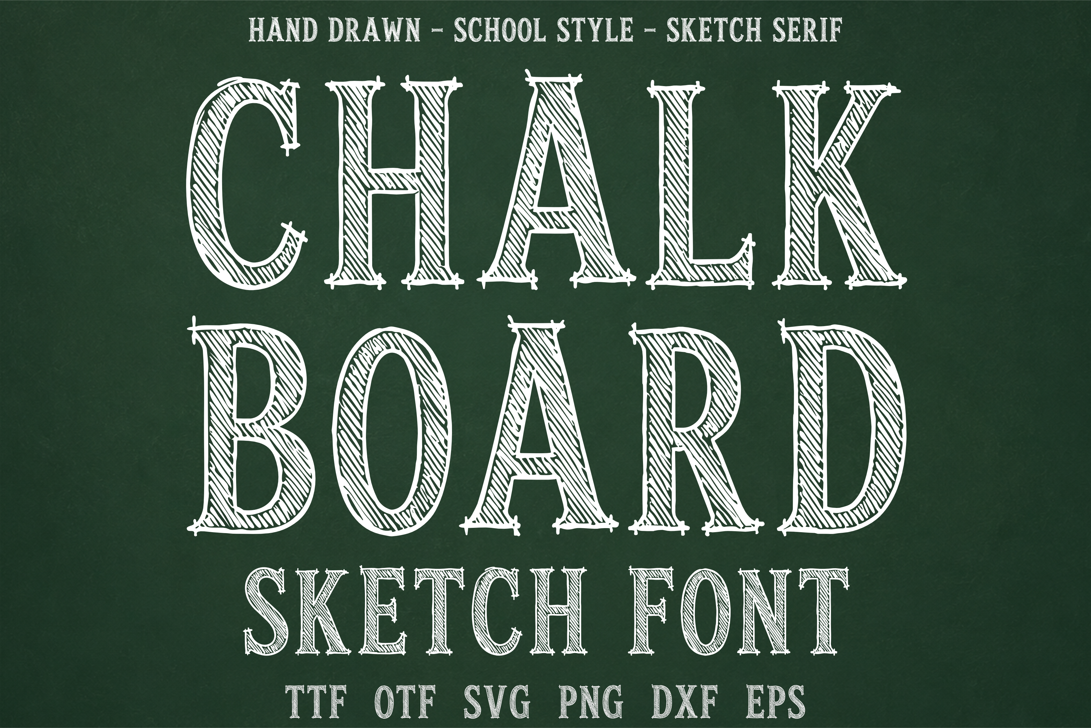 Chalkboard Sketch preview, sketchy serif chalk style
