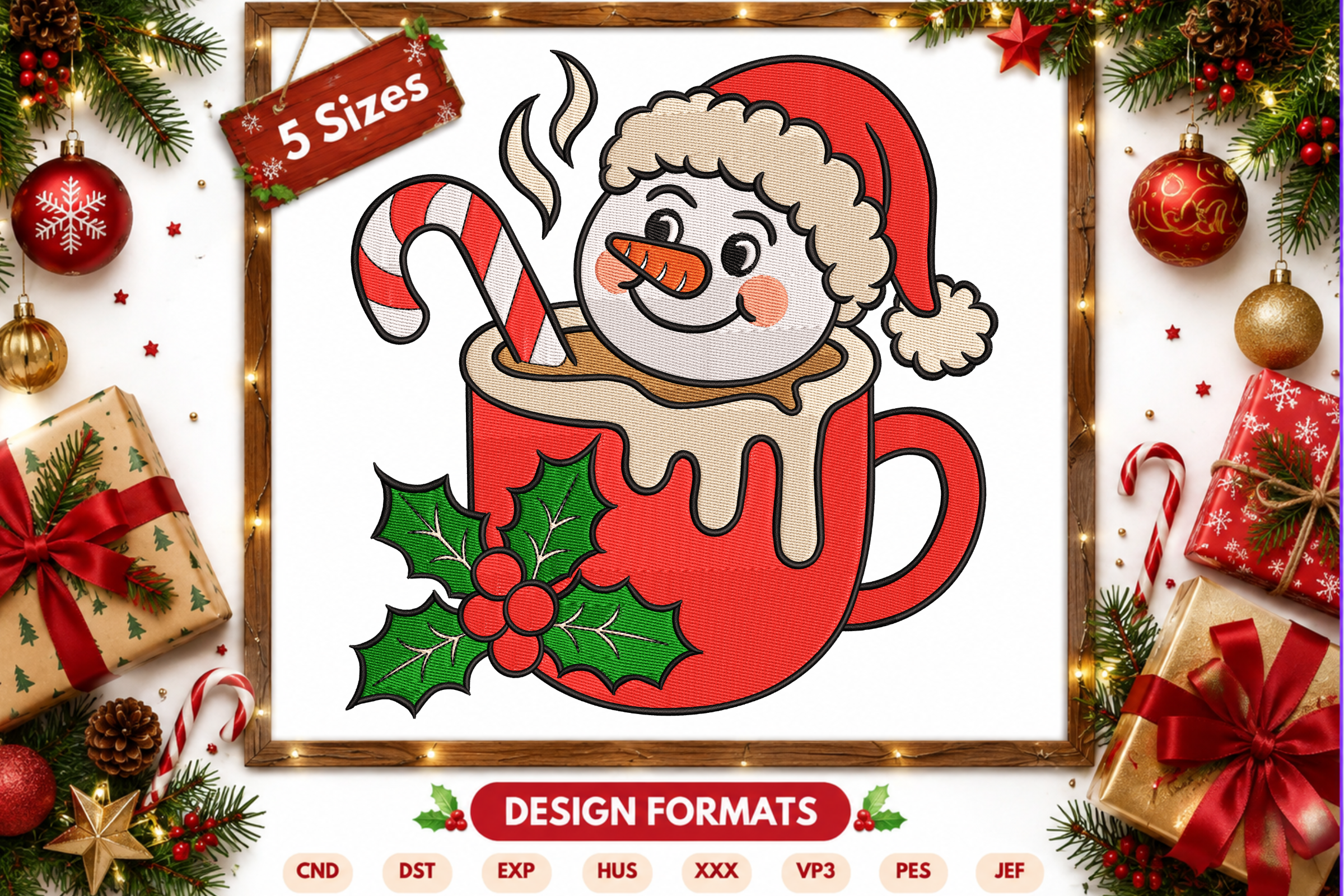 Christmas Mug Snowman Embroidery Design - photo 1