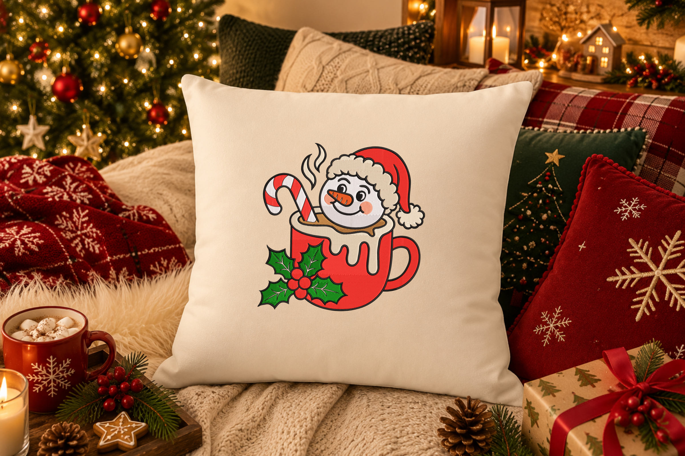 Christmas Mug Snowman Embroidery Design - photo 2