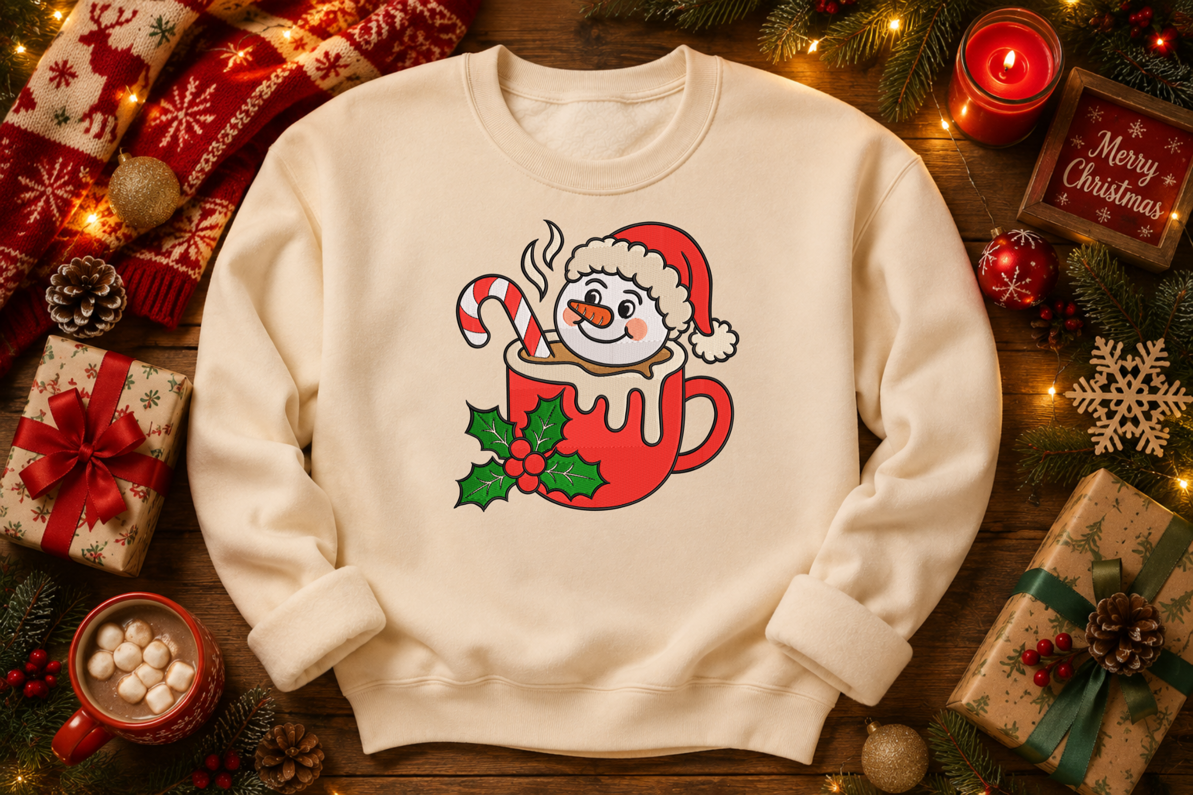 Christmas Mug Snowman Embroidery Design - photo 4
