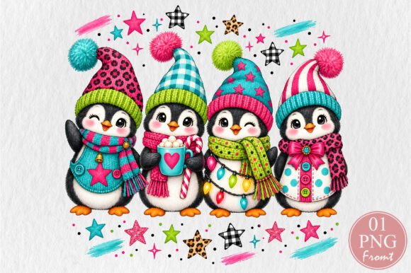 Christmas Penguins PNG Sublimation