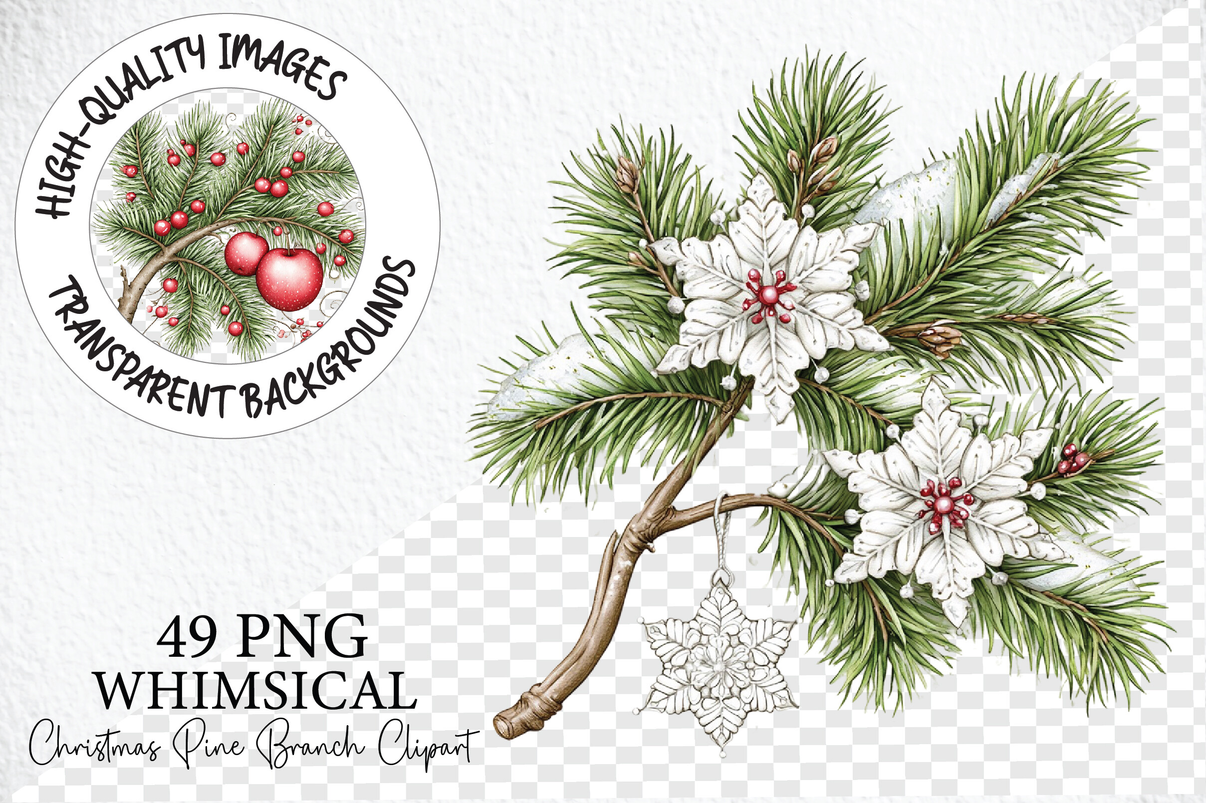 Christmas Pine Branch Clipart PNG