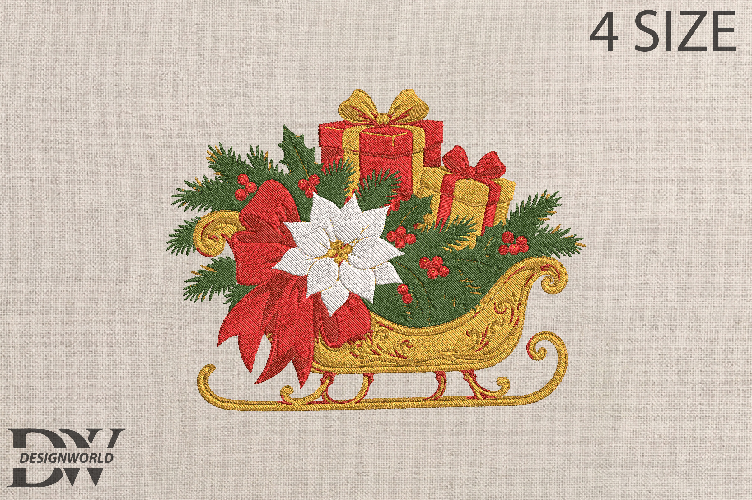 Christmas Sleigh Embroidery Design - photo 1