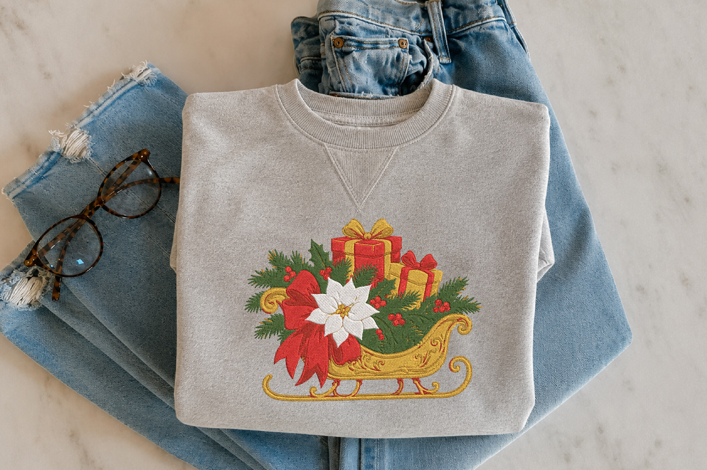 Christmas Sleigh Embroidery Design - photo 5
