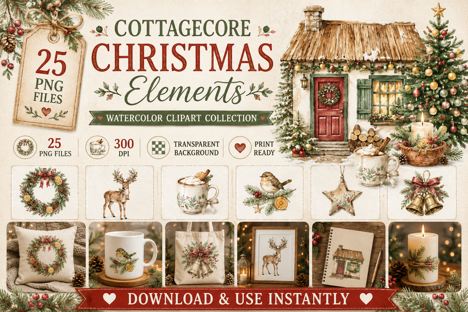 Cottagecore Christmas Elements