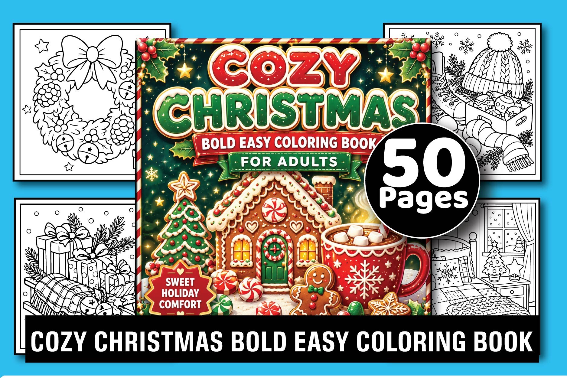 Cozy Christmas Bold Easy Coloring Bundle
