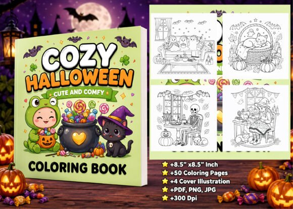 Cozy Halloween Cute Comfy Coloring Book