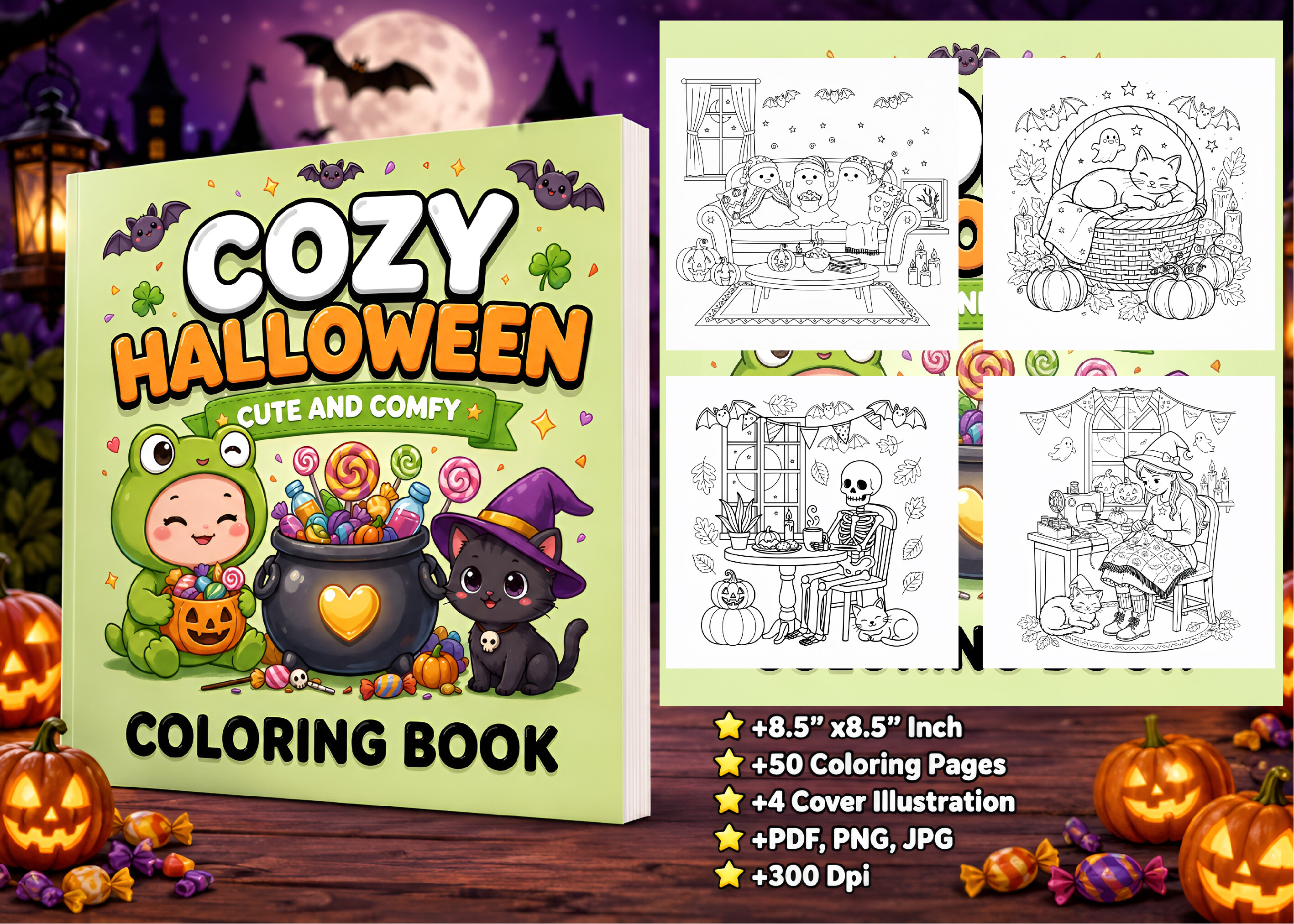 Cozy Halloween Cute Comfy Coloring Book