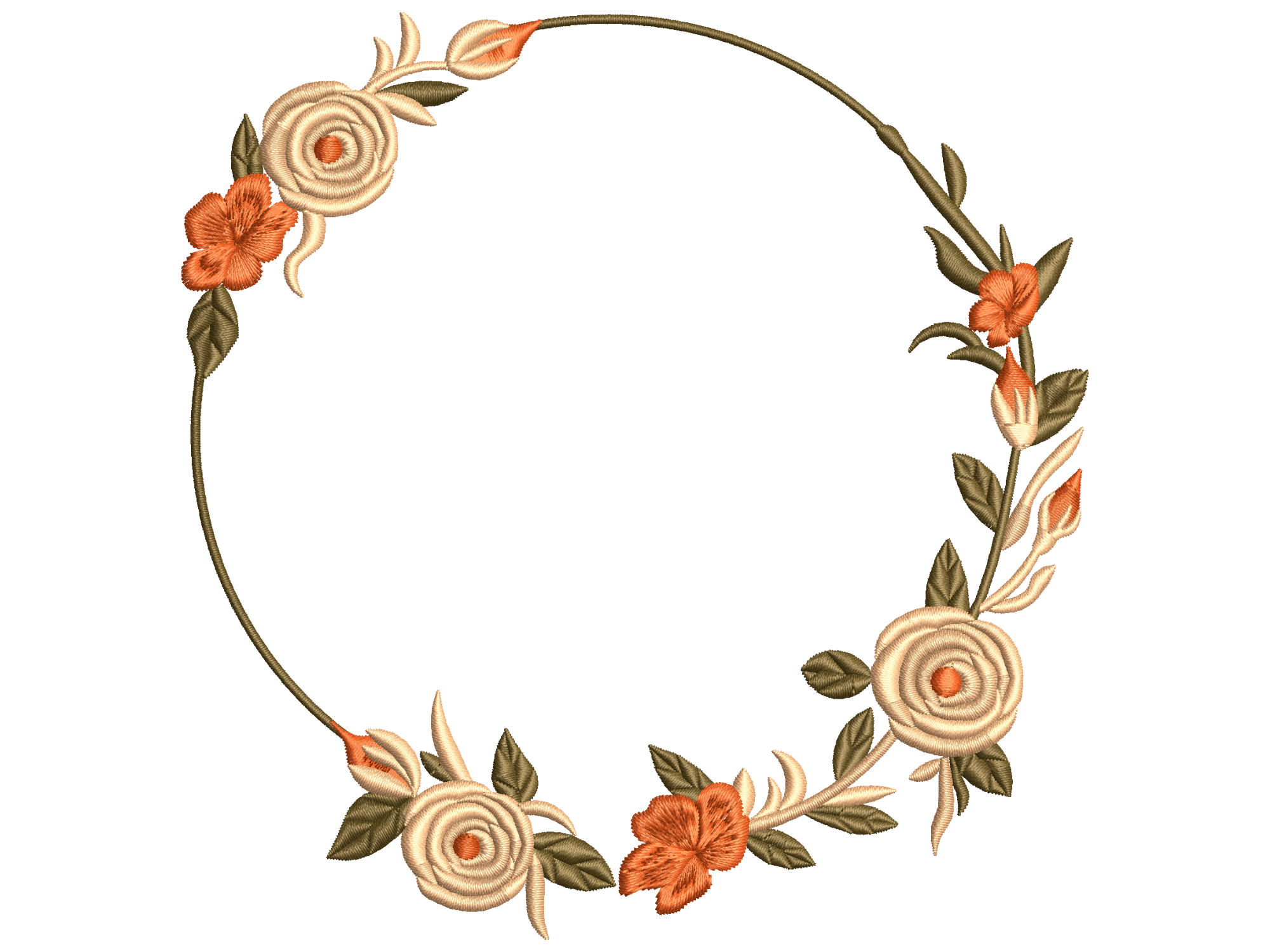 Cream Rose Orange Botanical Wreath