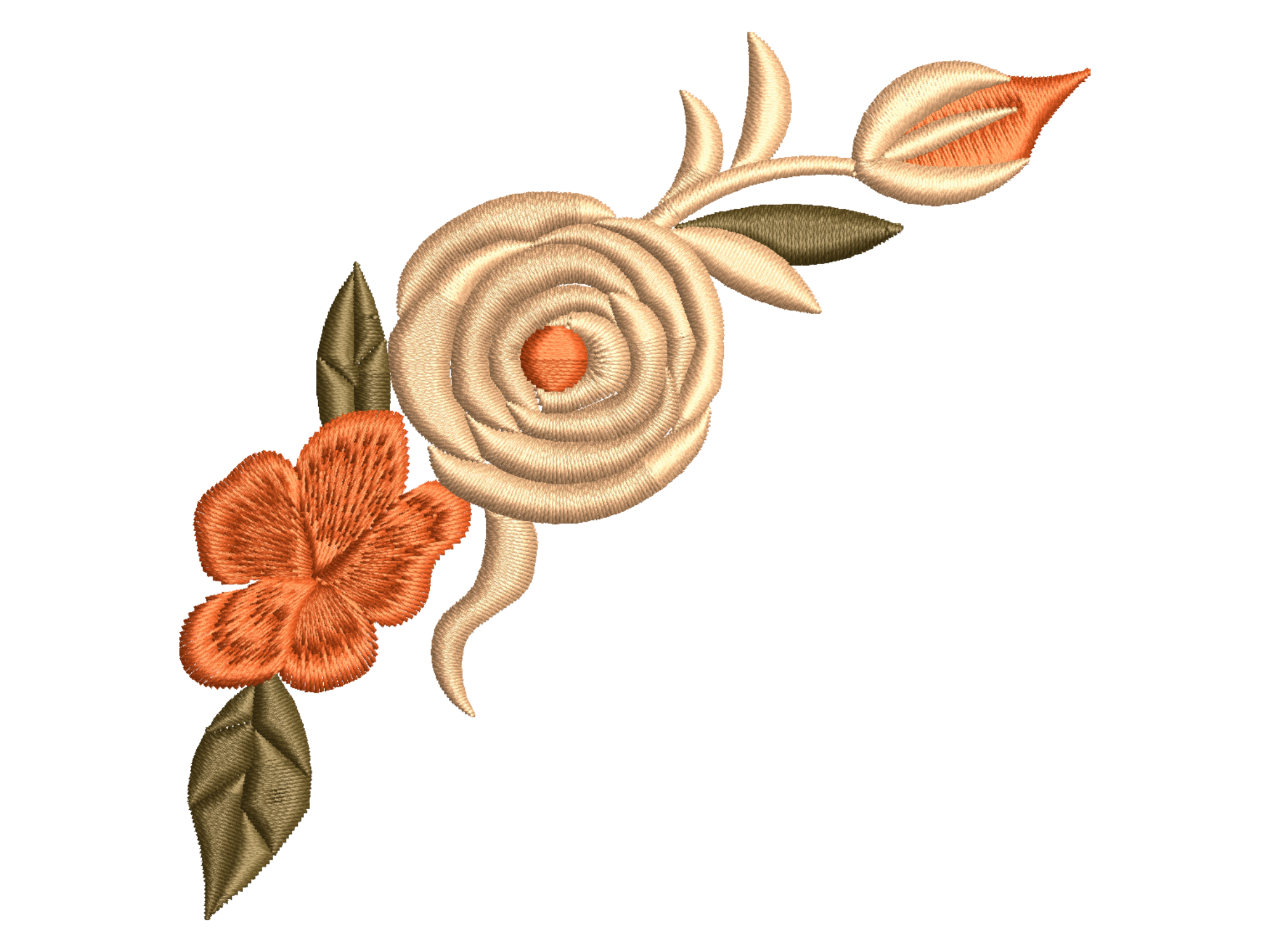Cream Rose Orange Floral Corner