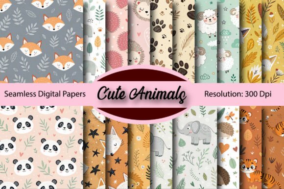Cute Animals Seamless Digital Paper