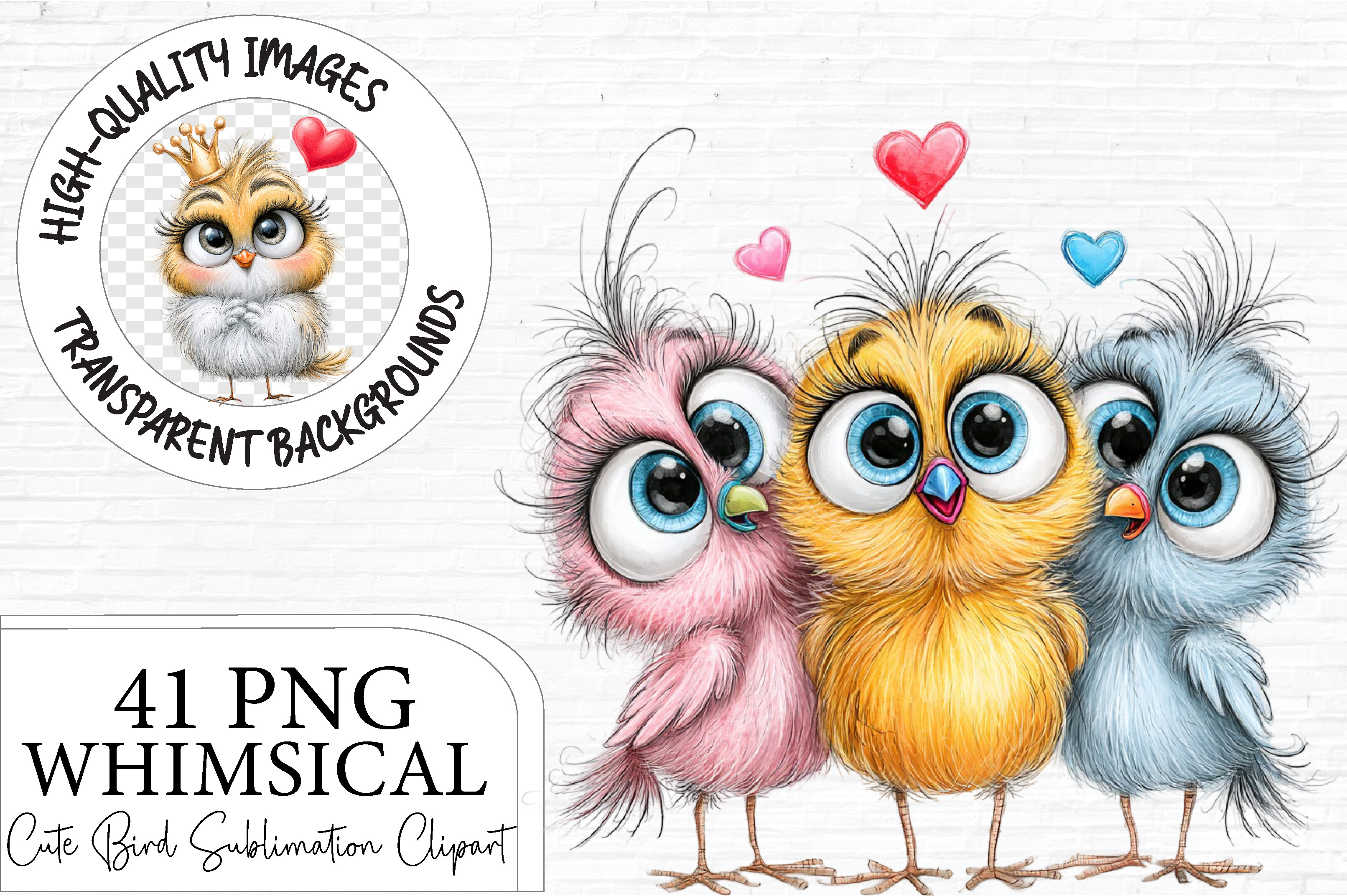 Cute Bird Sublimation PNG Clipart Bundle