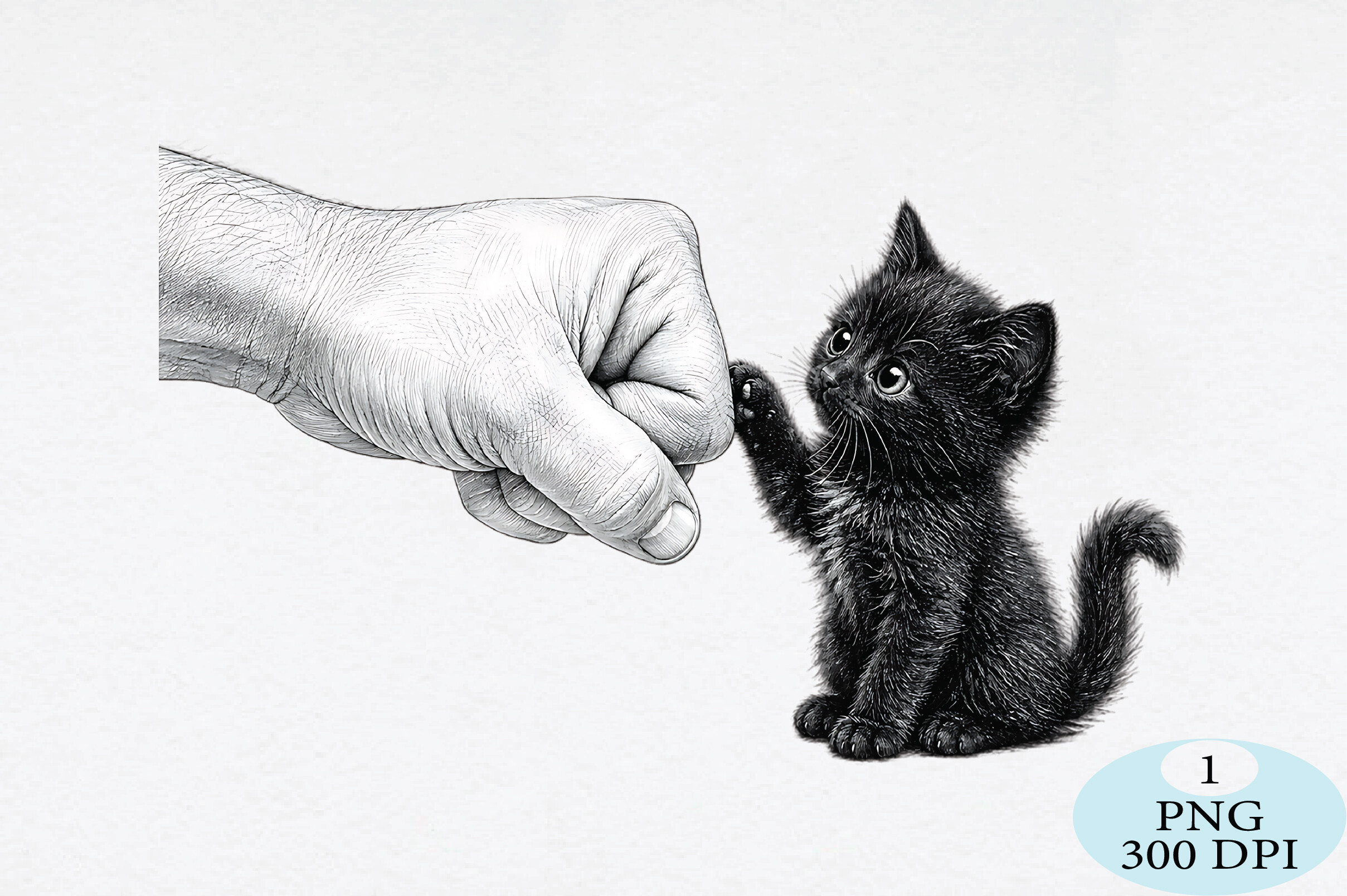 Cute Black Kitten Fist Bump PNG