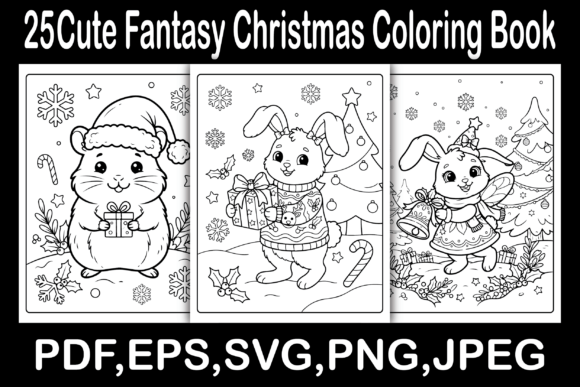 Cute Fantasy Christmas Coloring Book