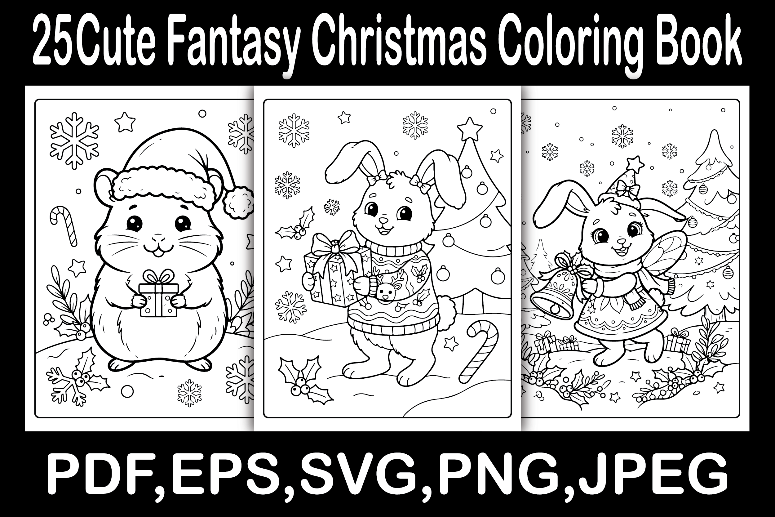 Cute Fantasy Christmas Coloring Book
