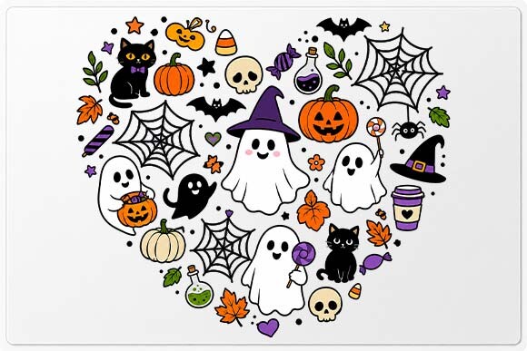 Cute Halloween Ghosts & Cats PNG