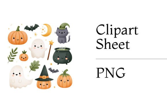 Cute Halloween Ghosts Pumpkin Clipart