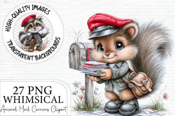 Cute Woodland Postman Animals Clipart