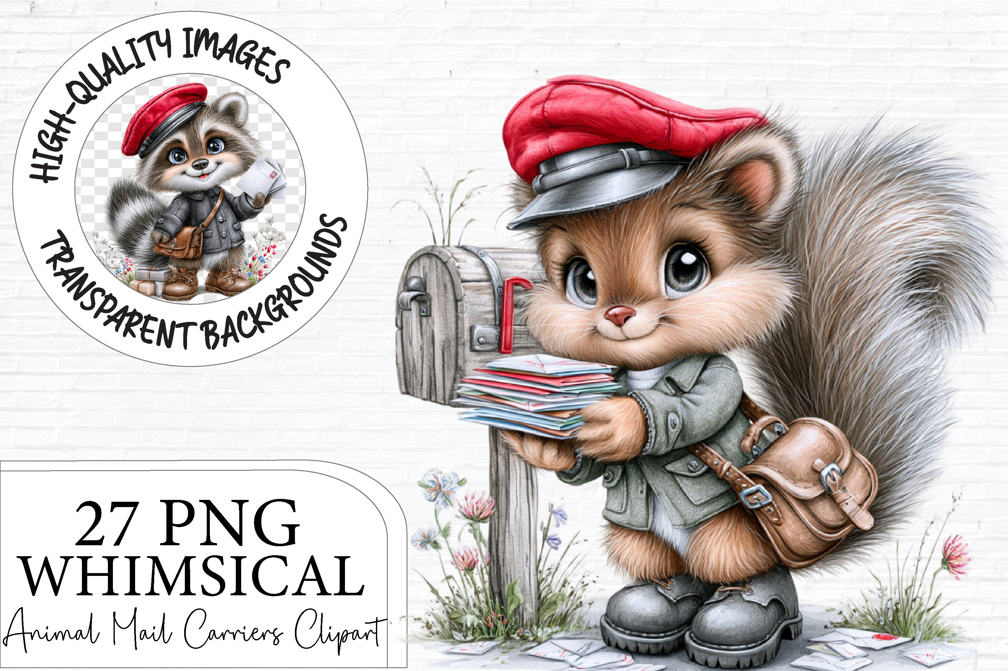 Cute Woodland Postman Animals Clipart